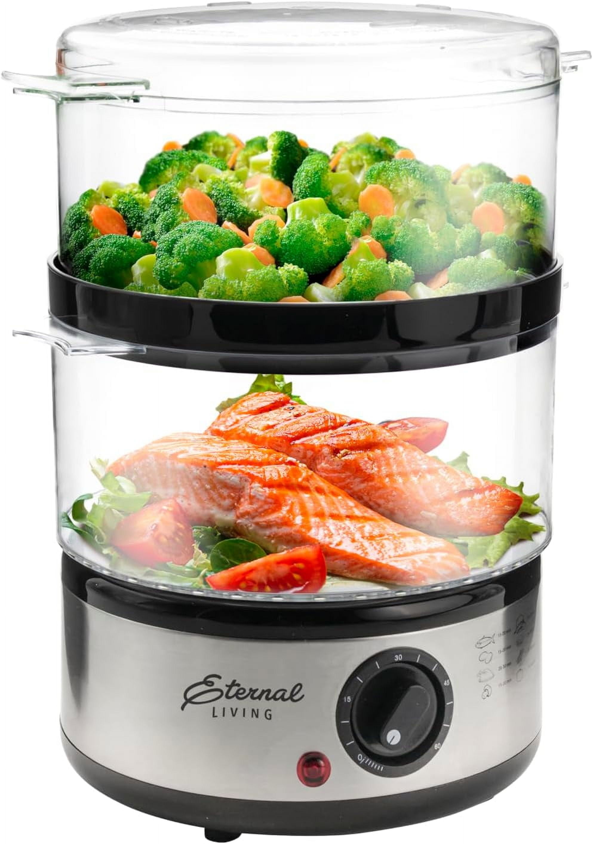 Stainless Steel Electric Two-Tier Food Steamer, 5 Quart