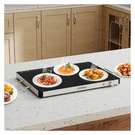 Electric Food Warmer Tray - Adjustable Temp Control - 24" Warming Plate - Black - Overheat Protection - Keep Food Warm for Buffets, Parties, Home