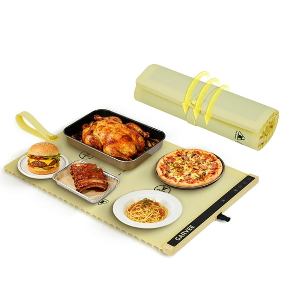 Electric Food Warming Mat for Countertop, 24x15 in, Dual Zone Control, Portable Silicone Food Warmer Pad Tray with Timer & 6 Temp Levels for Buffet Party, Easy to Clean