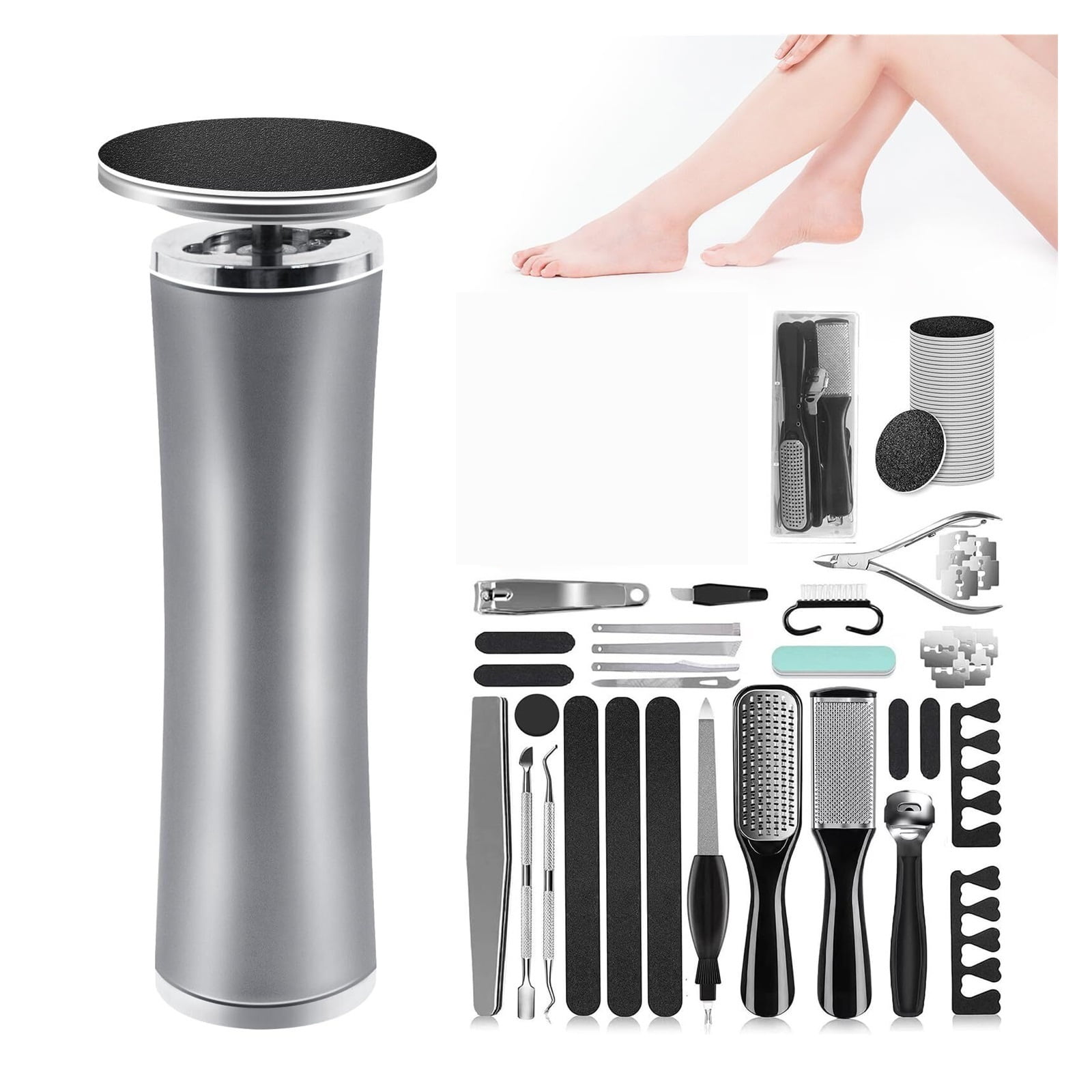 Electric Foot Callus Remover with 36 in 1 Pedicure Kit | Adjustable Speed | Mini Portable | 60 Pcs Sandpaper Discs | Professional Electric Callus Remover for Feet for Dead Skin and Calluses