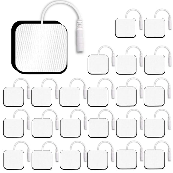 TENS Unit Pads Electrode Patches 30 Pcs 2"X2" Upgraded Self-Stick TENS Unit Replacement Pads Use 2mm Pin Connector Lead and Skin-Friendly Design for Electrotherapy