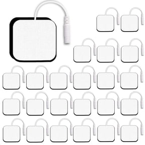 TENS Unit Pads Electrode Patches 30 Pcs 2"X2" Upgraded Self-Stick TENS Unit Replacement Pads Use 2mm Pin Connector Lead and Skin-Friendly Design for Electrotherapy
