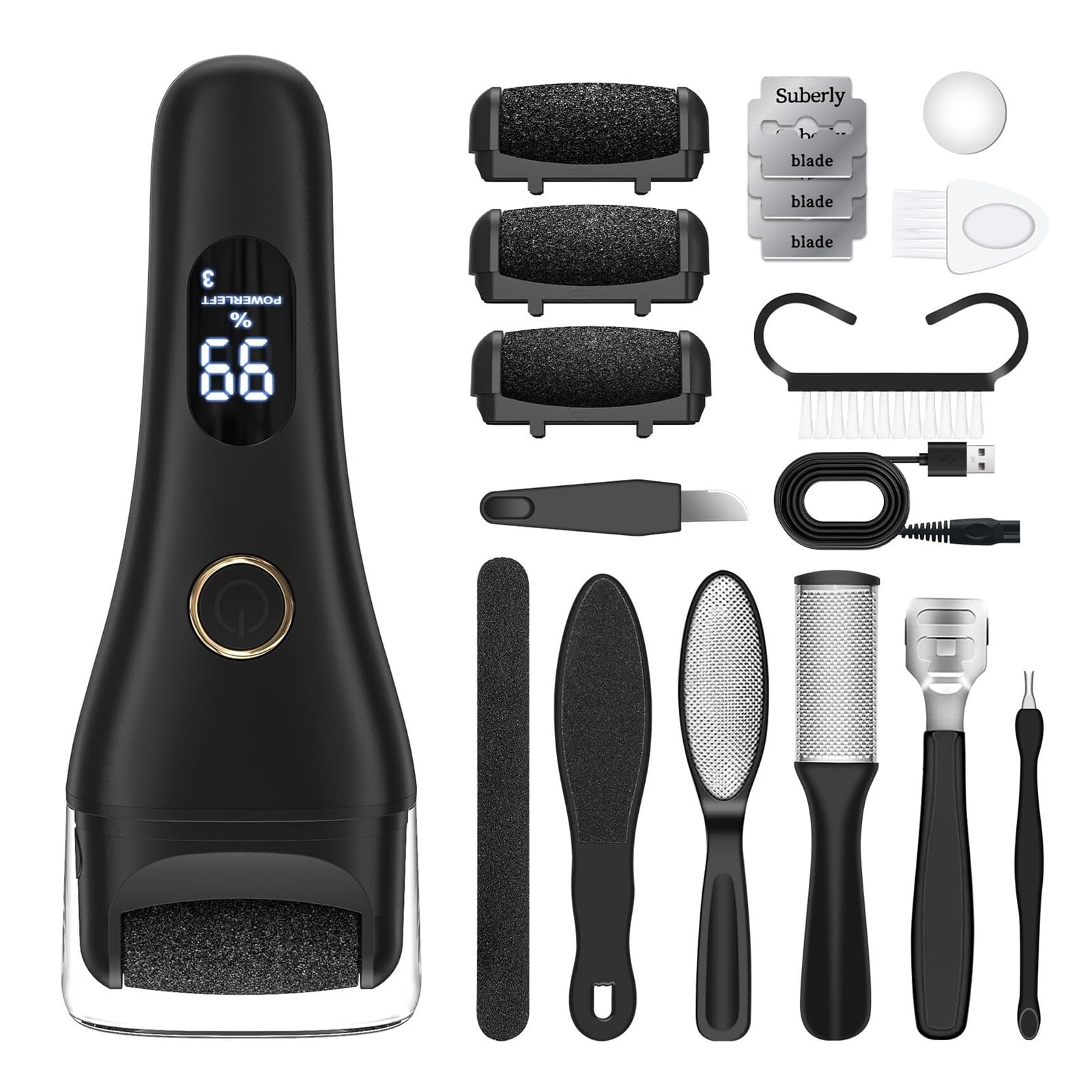 Electric Foot Callus Remover, Portable Pedicure Kit Foot File Callus Remover for feet, Professional Foot Care Pedicure Tools Foot Scrubber for Men Women Dead Skin Dry Crack Skin Calluses - 3 Speed