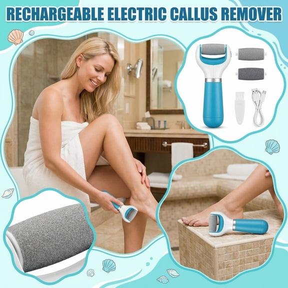 Electric Foot Callus Remover – Rechargeable Pedicure Tool for Dead Skin Removal, Professional At-Home Foot File with Extra Coarse Roller Head