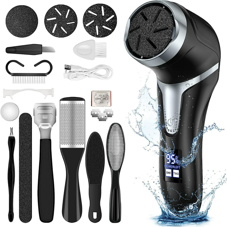 Electric Foot Callus Remover with Vacuum Cleaner, Rechargeable Foot File  Dead Skin Remover with 2 Speed, 3 Grinding Head, LCD Display, Professional  Kit for Foot Care Black 