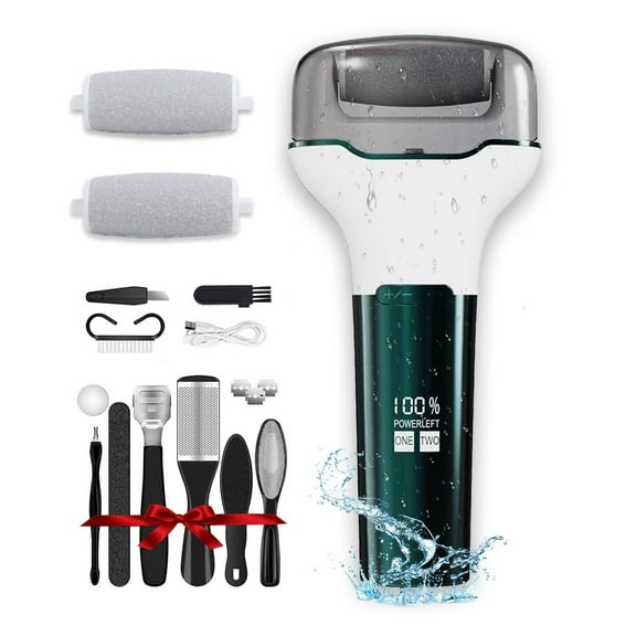 Electric Foot Callus Remover, Waterproof Foot Scrubber File, Rechargeable Portable Electronic Foot File, Pedicure Kits, Professional Pedicure Tools, Foot Care for Dead Skin, Ideal Gift Green