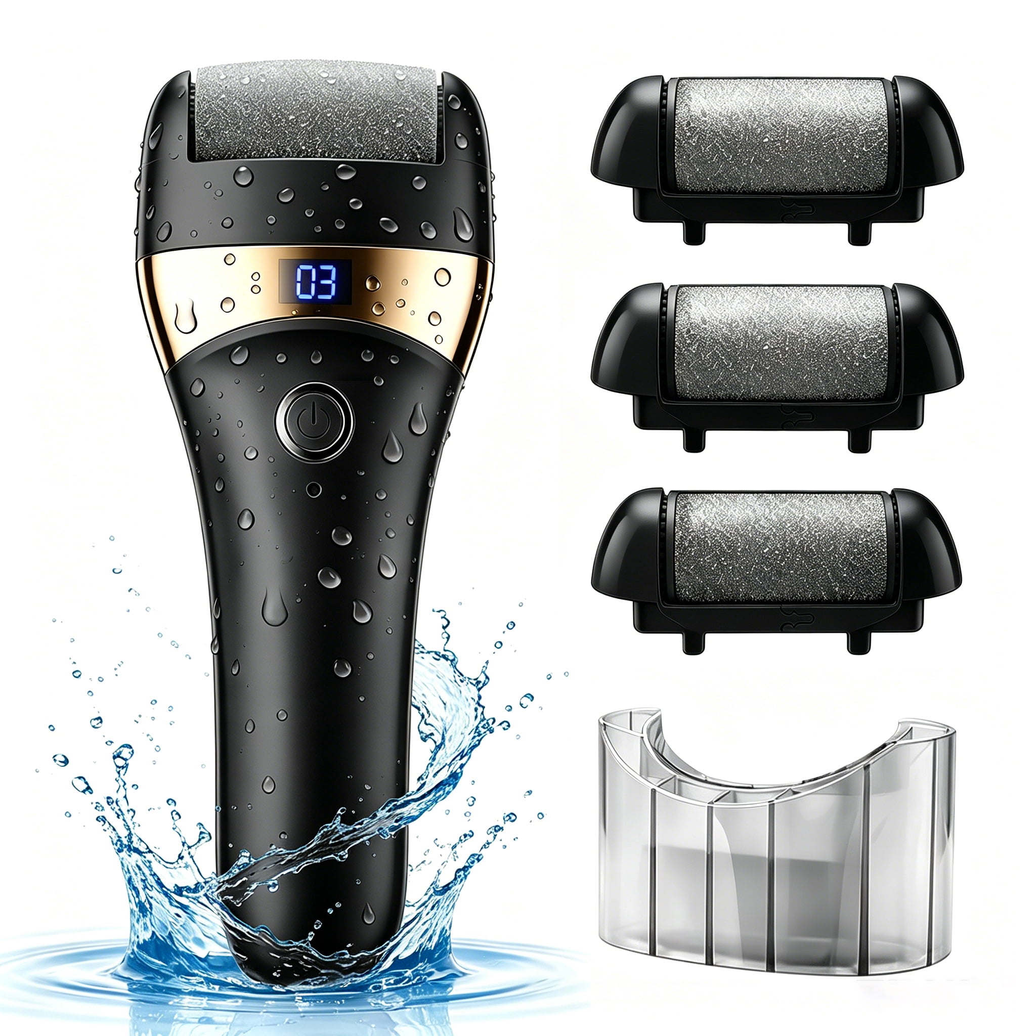 Electric Foot File USB Rechargeable Pedicure Tool for Adults, Portable Foot Grooming Device, Black