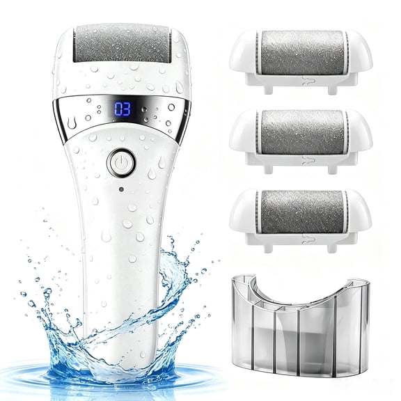Electric Foot File USB Rechargeable Pedicure Tool for Adults, Portable Foot Grooming Device, White