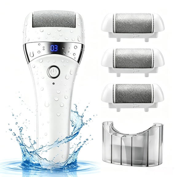 Electric Foot File USB Rechargeable Pedicure Tool for Adults, Portable Foot Grooming Device, White