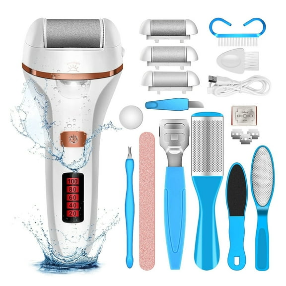 Electric Foot File Callus Remover, Rechargeable Pedicure Tools Foot Care Kit, Callus Remover for Feet with 3 Roller Heads,2 Speed, Display for Remove Cracked Heels Calluses and Hard Skin