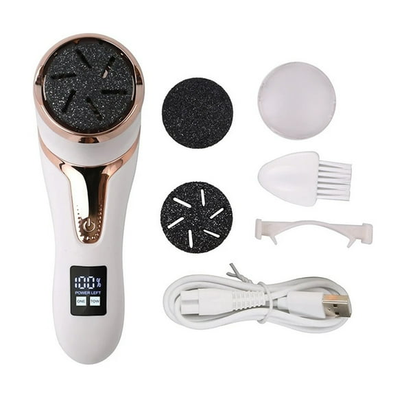Electric Foot File Pedicure Machine Callus Remover Rechargeable Foot Heel Cracked Dead Skin Scrubber Polisher Grinder Tools (White)
