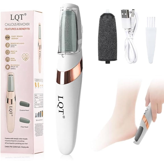 Electric Foot File – Rechargeable Callus Remover for Hard, Cracked Skin – at-Home Pedicure Kit for Smooth Feet