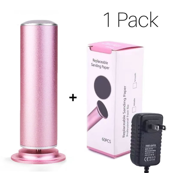Electric Foot File Set (Pink) with 60pcs Sanding Paper Electronic Dead Skin Callus Remover Tool Portable Foot Scrubber Pedicure Machine for Home Nail Salon Travel Winter Gift for Dry Skin