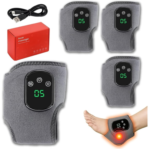 Electric Foot Massager with Heat, 3 Vibration Modes & 5 Heat Levels for Ankle Pain Relief, 30 Min Auto Shut-off for Home/Office Use
