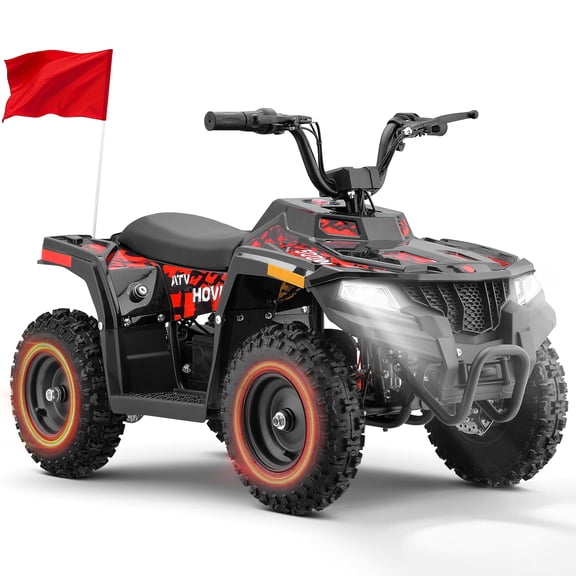 Electric Four Wheeler 36V 500W Brushless Motor,IVFJFV All Terrain Electric 4-Wheel Off-road Ride Car,Dual Speed 10 to 15MPH,Outdoor Adventure Vehicle with Stable Chassis,RED,36V 12Ah