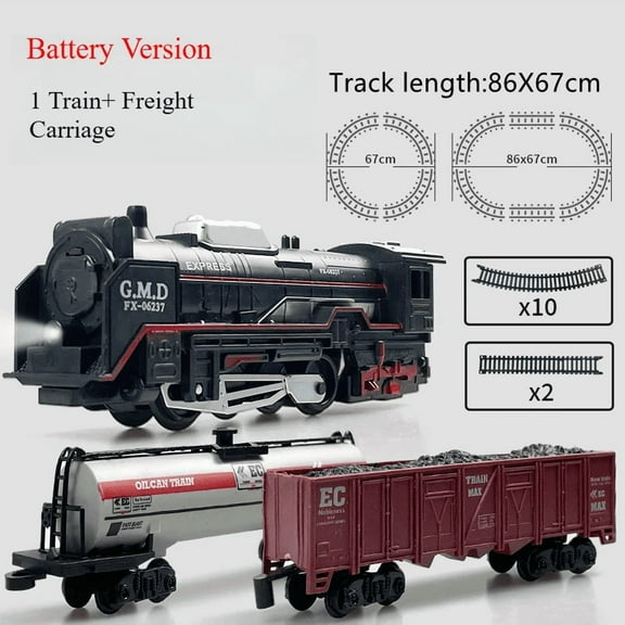 Electric Freight Train Set with Light-Up Tracks, Classic Railway Model Toy, Kids Birthday Gift, Interactive STEM Toy