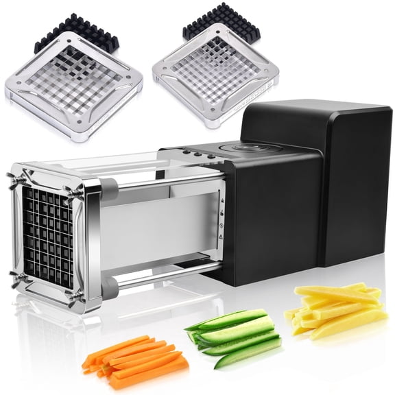 Sopito Electric Potato Cutter, Stainless Steel French Fry Cutter with 1/2in Blade & 3/8in Blade Great for Potatoes Cucumbers Carrots