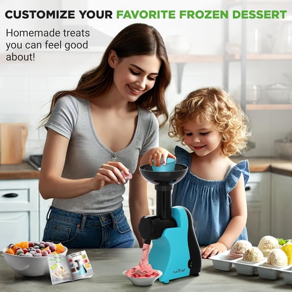 Electric Frozen Fruit Dessert Maker - Blue Sorbet Machine for Ice Cream, Gelato & Smoothies