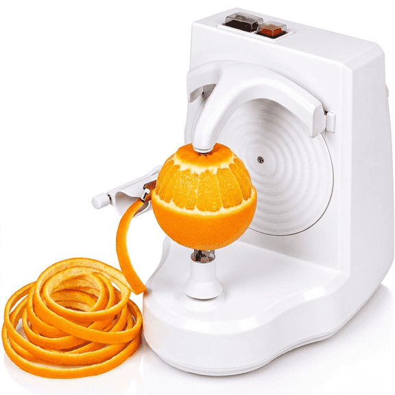 Electric Stainless Steel Automatic Fruit Vegetable Peeler, One-Touch Fast Peeling Kitchen Tool, Bright White