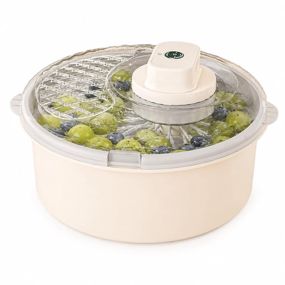 Electric Fruit Washer Spinner, Fruit and Vegetable Cleaning Bowl with Automatic Spin Function, Produce Cleaner and Salad Spinner for Kitchen Food Prep