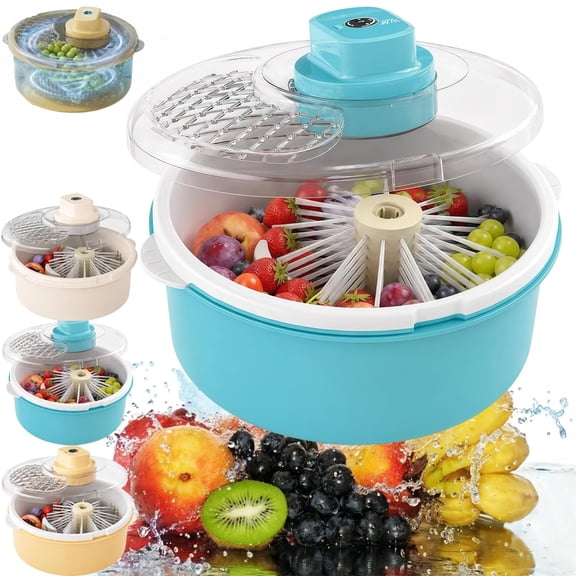 Electric Fruit Washer Vegetable Cleaner, Spinner Bowl Lettuce Dryer with Non-Slip Base ruit, Salad Spinner and Produce Washer, Multifunctional Vegetable Dryer