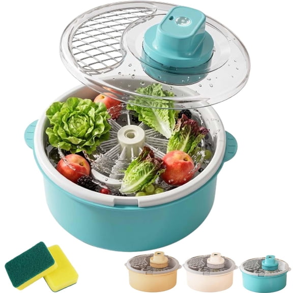 Electric Fruit Washer Vegetable Cleaner Spinner Bowl Lettuce Dryer,Salad Spinner and Produce Washer, Multifunctional Vegetable Dryer with Non-Slip Base ruit and Veggie Cleaner for Kitchen