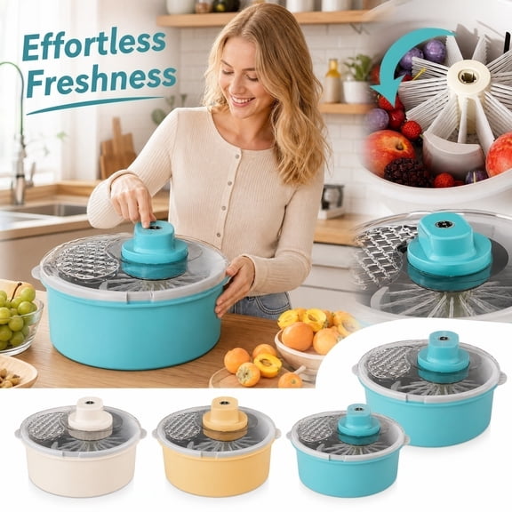 Electric Fruit Washing Tool, 12X8 Inch Vegetable Cleaner Spinner, Fruit Basket for Kitchen Counter, Fruit Strainer Drain Basket, Light Blue Electric Fruit Washer Hands-Free