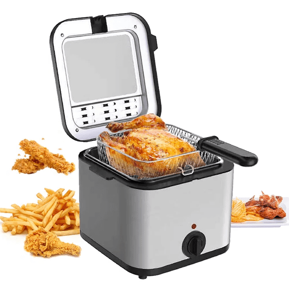 Electric Fryer Multiple Function Stainless Fryer Kebab French Fries Machine,Overheating Protection,1000W 2.5L