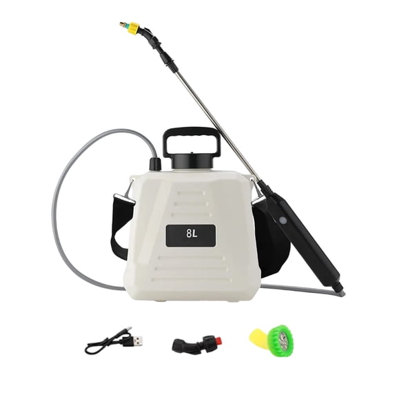 Electric Garden Sprayer with 3 Adjustable Nozzles & Telescopic Wand 2 Gal Rechargeable Sprayer Portable Shoulder Strap Power Sprayer for Watering Fertilizing Car Washing Pet Bathing Yard Cleaning