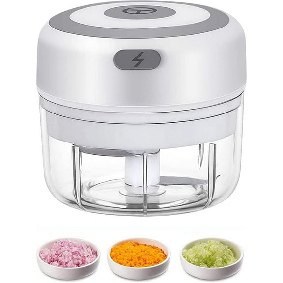 Electric Garlic Chopper, 100ML Vegetable Chopper, Food Chopper, USB Mini Garlic Mincer, Onion Chopper, Portable Small Food Processor for Garlic, Ginger, Chili, Vegetables (100ML White)