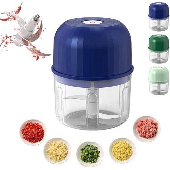 Electric Garlic Chopper, 2026 New Mini Portable Veggie Chopper, Garlic Grinder Masher Onion Choppers, Cordless Electric Food Processor for Ginger, Chili, Fruit, Meat(3blades-A)