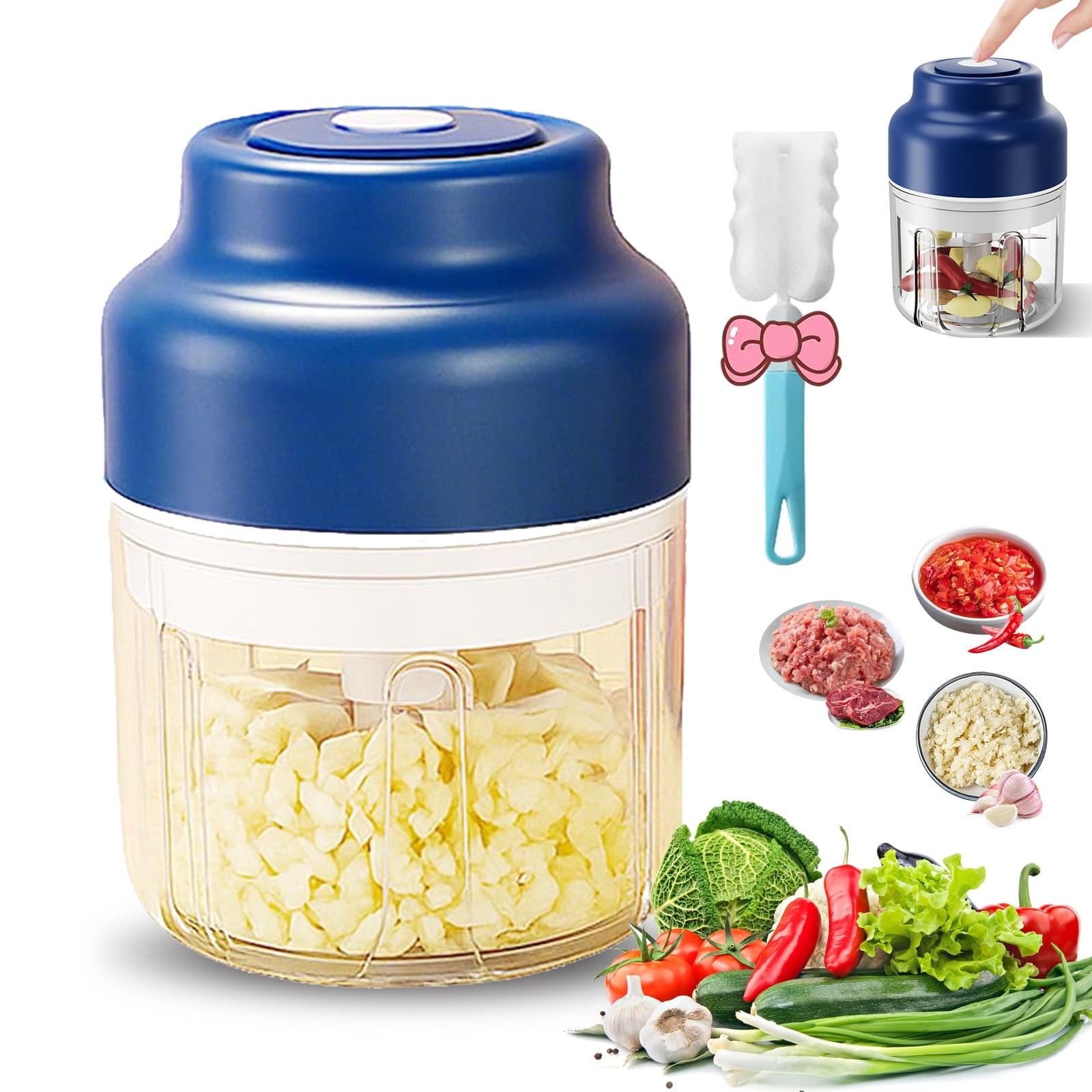 Electric Garlic Chopper, 2026 New Mini Portable Veggie Chopper USB Charging Wireless Food Processor Wireless Veggie Grinder