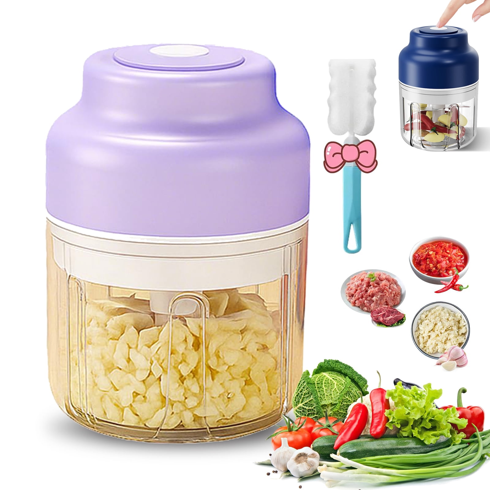 Electric Garlic Chopper, 2026 New Mini Portable Veggie Chopper USB Charging Wireless Food Processor Wireless Veggie Grinder