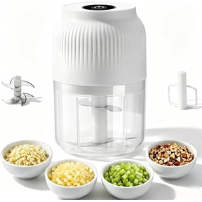 Electric Garlic Chopper, 2026 Upgraded Mini Portable Veggie Chopper USB Charging Wireless Food Processor, for Onion/Ginger/Chili/Fruit, 350ml Glass Bowl