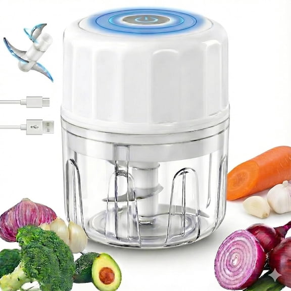 Electric Garlic Chopper, 250ML Portable Cordless Mini Food Processor, USB Rechargeable Vegetable Chopper Blender for Nuts Chili Onion Minced Meat Baby and Spices, BPA-Free