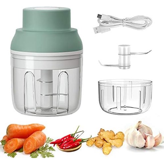 Electric Garlic Chopper (250ML) – Rechargeable, Stainless Steel Blade – For Vegetables, Meat – Home Decor, Kitchen, & Other