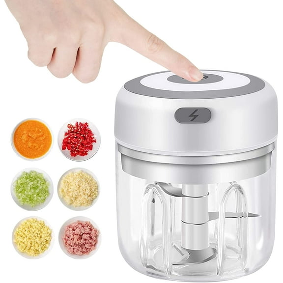 Electric Garlic Chopper, 250ML Vegetable Chopper, Food Chopper, USB Mini Garlic Mincer, Onion Chopper, Portable Small Food Processor for Garlic, Ginger, Chili, Vegetables