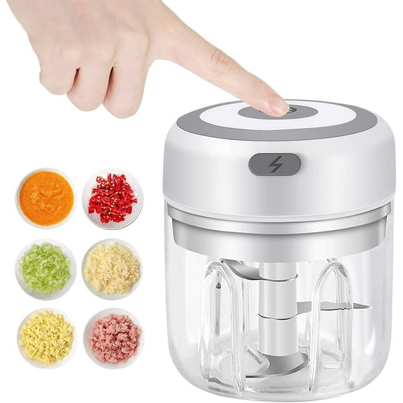 Electric Garlic Chopper, 250ML Vegetable Chopper, Food Chopper, USB Mini Garlic Mincer, Onion Chopper, Portable Small Food Processor for Garlic, Ginger, Chili, Vegetables