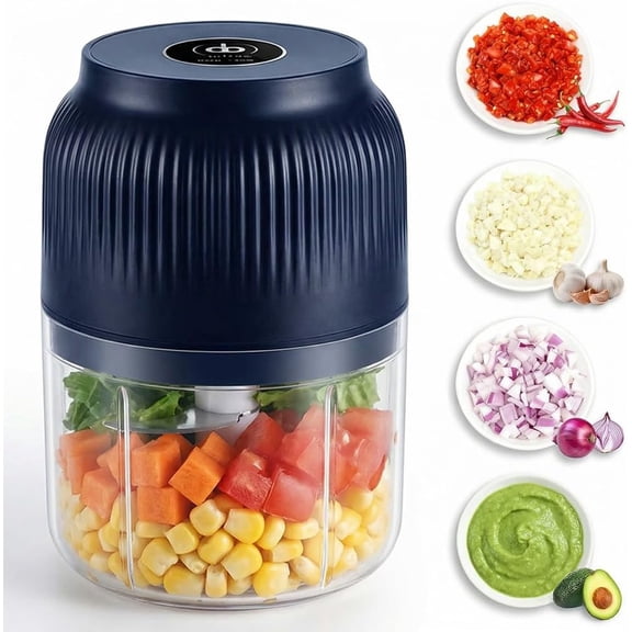 Electric Garlic Chopper, 300ML Mini Portable Garlic Mincer, 3Blades Wireless Food Processor for Garlic, Onion, Ginger, Chili, Vegetable, Meat, Nuts, Spices, Fruit and Baby Food