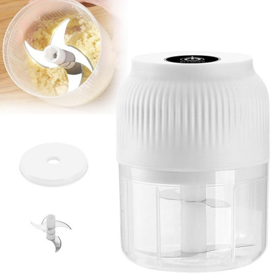 Electric Garlic Chopper, 300ML Portable Mini Wireless Electric Food Processor, Rechargeable Veggie Onion Chopper Garlic Crusher with 4 Sharp Blades for Ginger, Meat