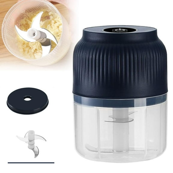 Electric Garlic Chopper, 300ML Portable Mini Wireless Electric Food Processor, Rechargeable Veggie Onion Chopper Garlic Crusher with 4 Sharp Blades for Ginger, Meat