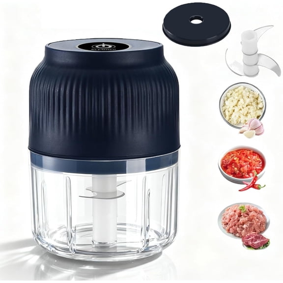 Electric Garlic Chopper 350ML Cordless Mini Food Processor with 2 Sharp Blades, USB Rechargeable Portable Vegetable & Onion Grinder for Garlic, Ginger, Chili & Meat