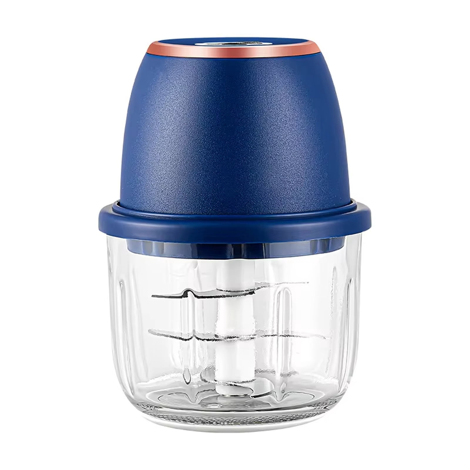 Electric Garlic Chopper, 4 Blades Electric Mini Food Processor, One-Touch Operation Garlic Mincer for Kitchen, Blue - 4 Blades, USB Rechargeable, Compact Size, Easy to Clean - for Home, Camping, Picn
