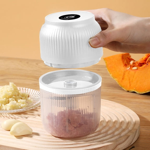 Electric Garlic Chopper, 8x13cm Portable Veggie Chopper, Multifunctional Rechargeable Mini Chopper, Mini Chopper with 4 Blades for Fruit Vegetable Meat, Useful Kitchen Gadgets