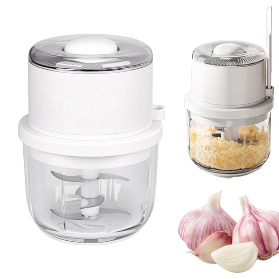 Electric Garlic Chopper, Glass Bowl Mini Food Processor, Portable Veggie Chopper Onion Garlic Grinder, Wireless Blender for Ginger, Chili, Fruit, Meat, etc, 1 Pcs, 6.0 Inches