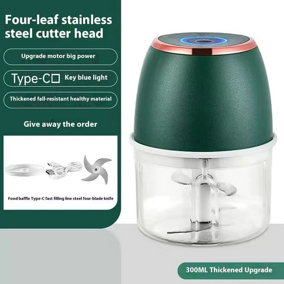 Electric Garlic Chopper & Masher - 6-Blade Mincer with 1200mAh Battery for Garlic Puree, Stirring & Meat Grinding