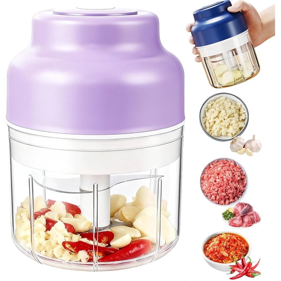 Electric Garlic Chopper Mini, 2026 New Rechargeable Portable Veggie Chopper with 4/6 Stainless Steel Blades, Small Food Processor for Garlic, Onion, Chili & Nuts