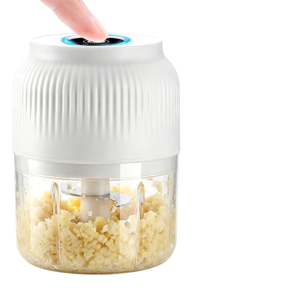 Electric Garlic Chopper, Mini Food Processor & Food Chopper for Kitchen, Portable Cordless Garlic Mincer with 4 Stainless Steel Blades, Small Vegetable Chopper for Onion Salad