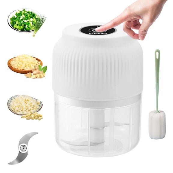 Electric Garlic Chopper, Mini Portable Veggie Chopper, 350ml Mini Food Processor, USB Rechargeable Small Food Processor, 350ml Large Capacity for Garlic, Onion, Chili, Ginger, Nuts