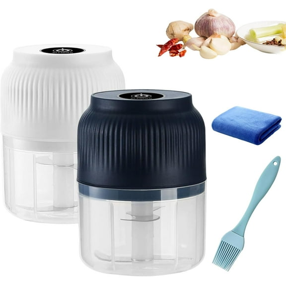 Electric Garlic Chopper,Mini Portable Veggie Chopper, Multifunctional Small Rechargeable Blender with 4 Sharp Blade, Electric Mini Garlic Chopper, For Mashing Onion, Ginger (All)